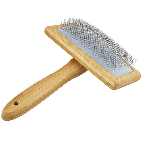 Wooden handle slicker brush - wooden-handle,